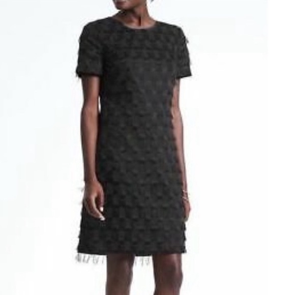 Banana Republic Dresses & Skirts - Banana Republic Black Fringe Dot Shift Dress 10